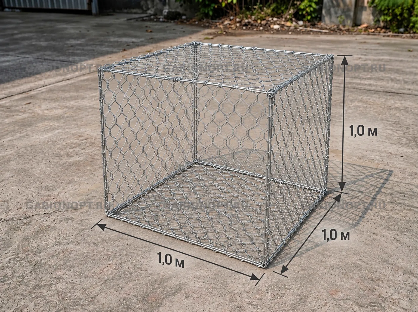 Коробчатый габион двойного кручения, пустой каркас 1,0 × 1,0 × 1,0 м