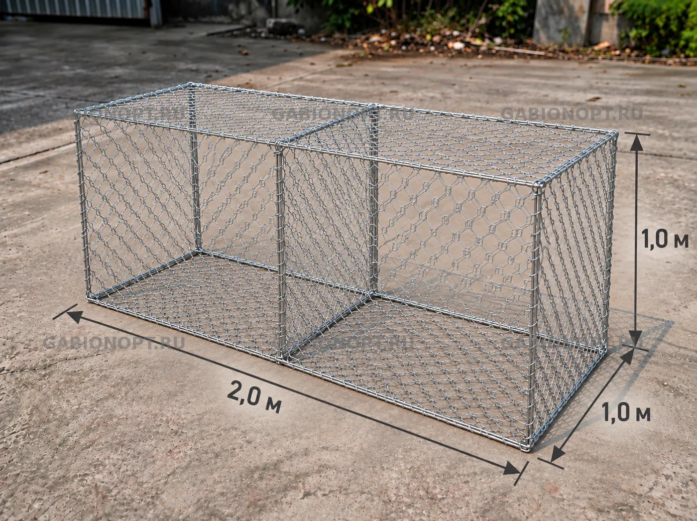 Коробчатый габион двойного кручения, пустой каркас 2,0 × 1,0 × 1,0 м