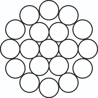 Схема сечения троса одинарной свивки 1×19
